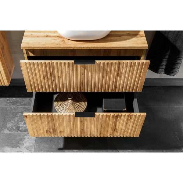 Zestaw Szafka łazienkowa 120 cm dąb z blatem i umywalkami Adel Oak SET -ADO B 120 CM SMILE 40, Comad